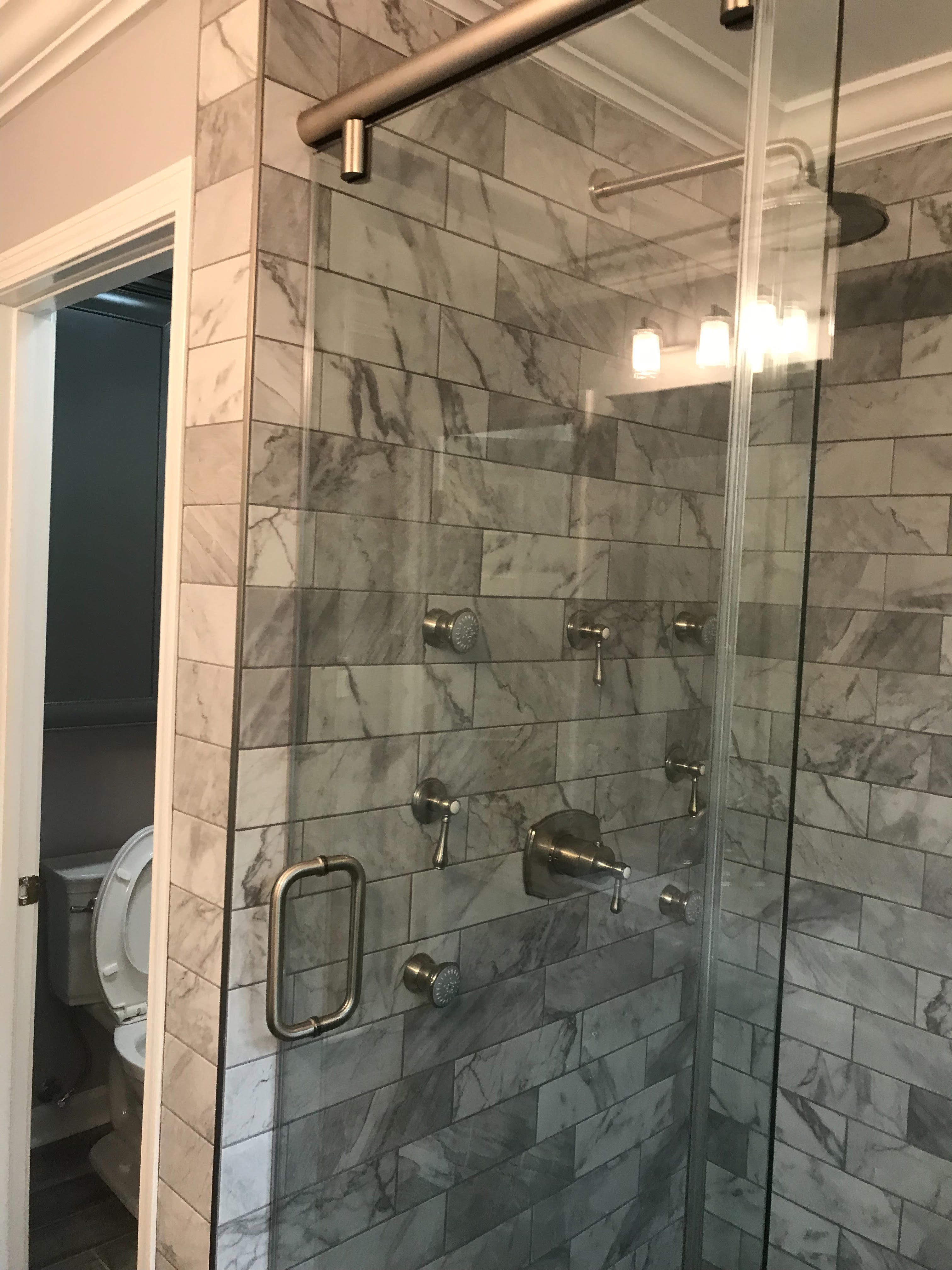 Glass pane in shower