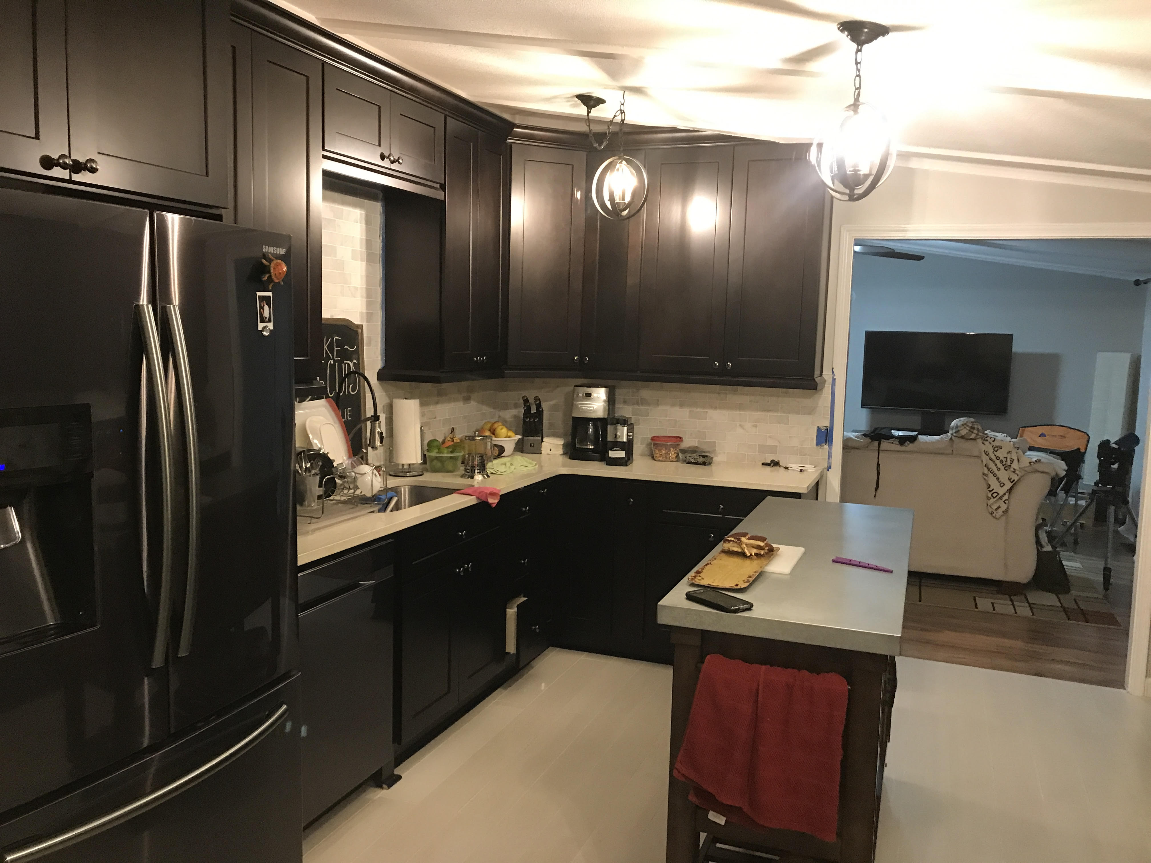 Black stained wood kitchen