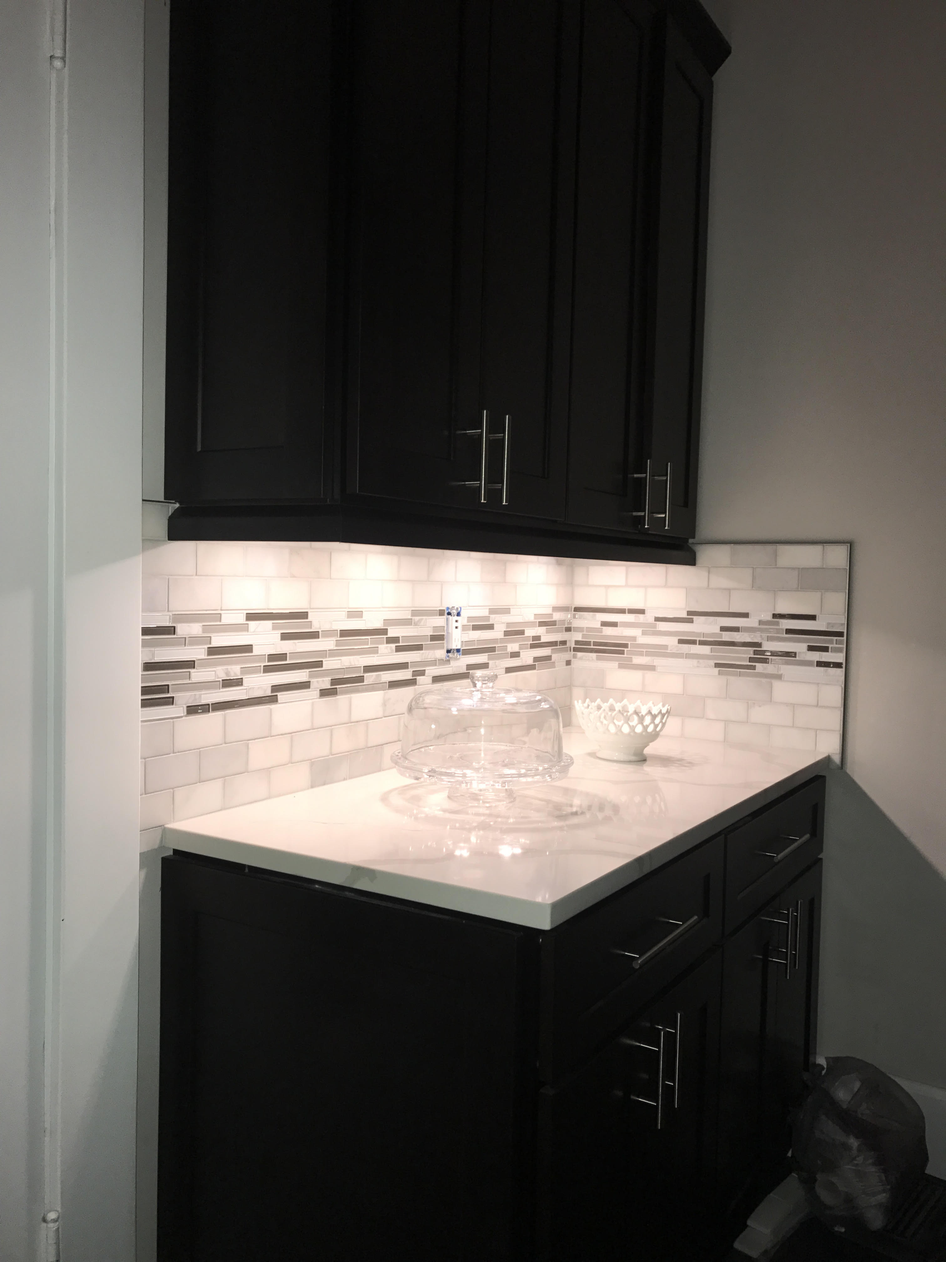 Corner niche in kitchen new lights